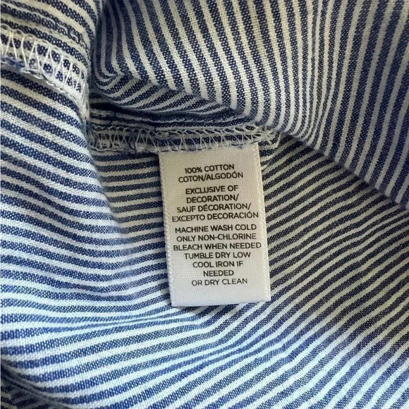 Loft Stripe Floral Embroidered Cold Off Shoulder Button Front Ruffle Top Size S - Picture 8 of 8